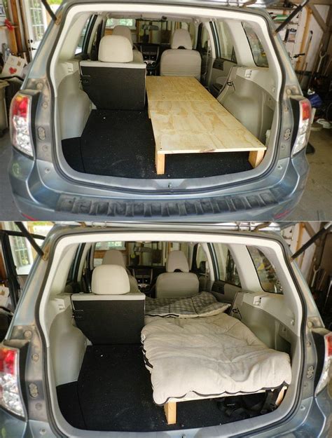 prado camper van sleeping area.